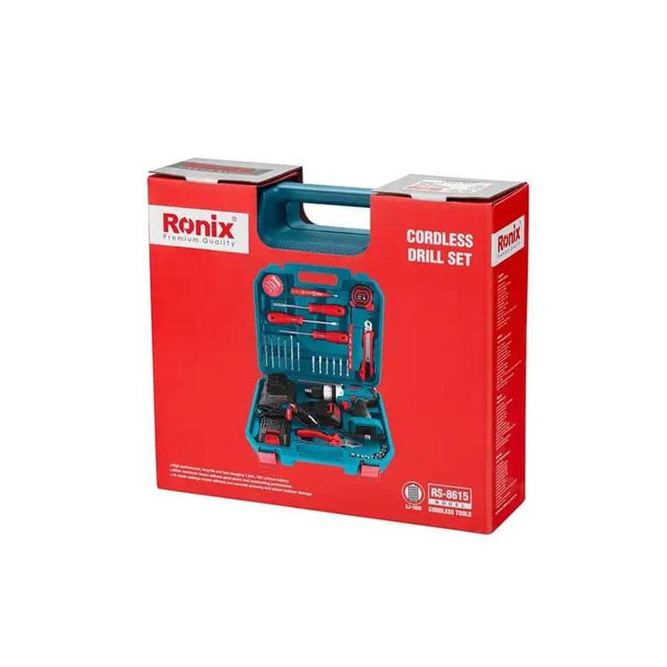 کیت دریل شارژی رونیکس 16 ولت مدل RS-8615 دوباطری 33 پارچه