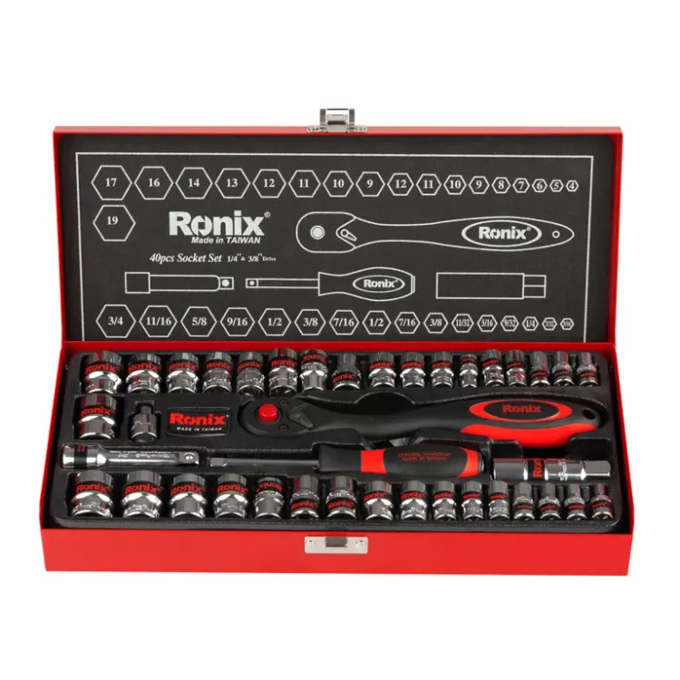 مجموعه بکس 40عددی تایوانی رونیکس 3.8اینج دستهTPR مدلRH-2640 رونیکس