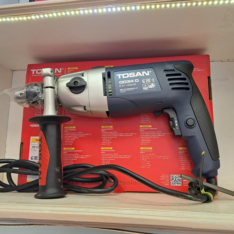 دریل چکشی گیربکسی 13 میلیمتر 1050 وات آچاری توسن 0034D