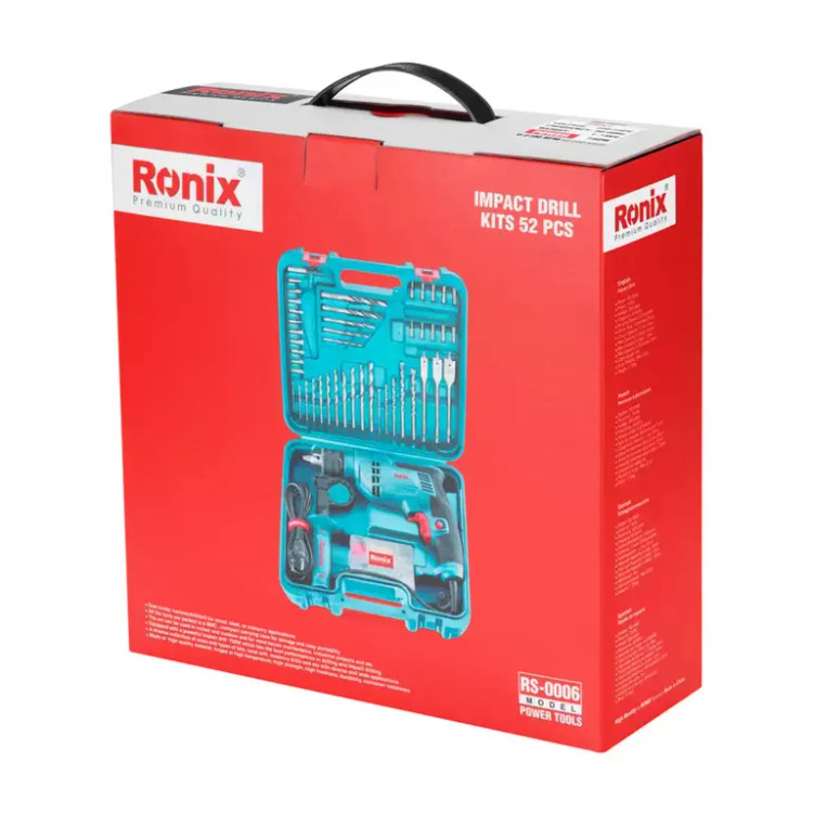 دریل چکشی رونیکس مدل RS-0006 با قدرت 750 وات و 52 پارچه